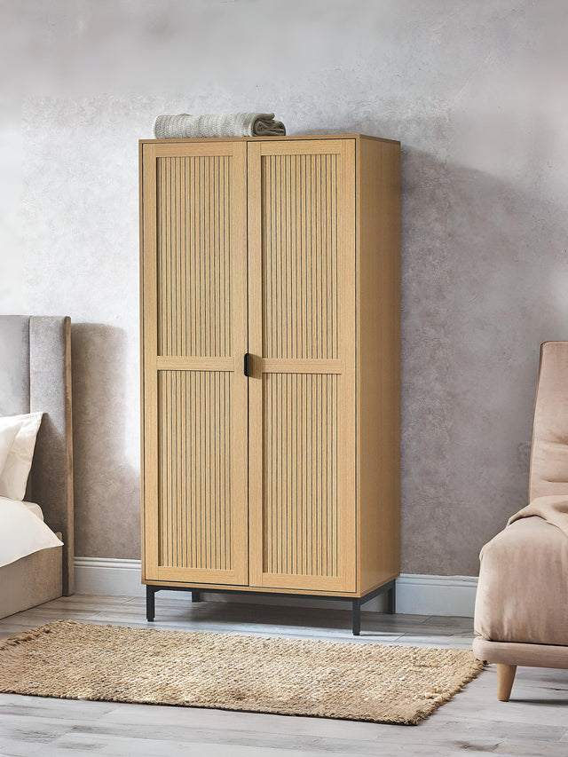 Sia Fluted 2 Door Wardrobe with Shelf