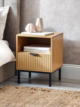 Sia Fluted 1 Drawer Bedside Table with Shelf