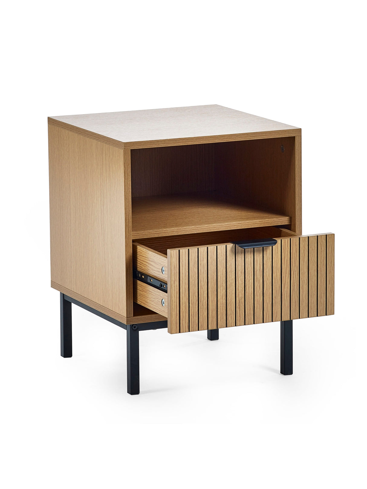 Sia Fluted 1 Drawer Bedside Table with Shelf
