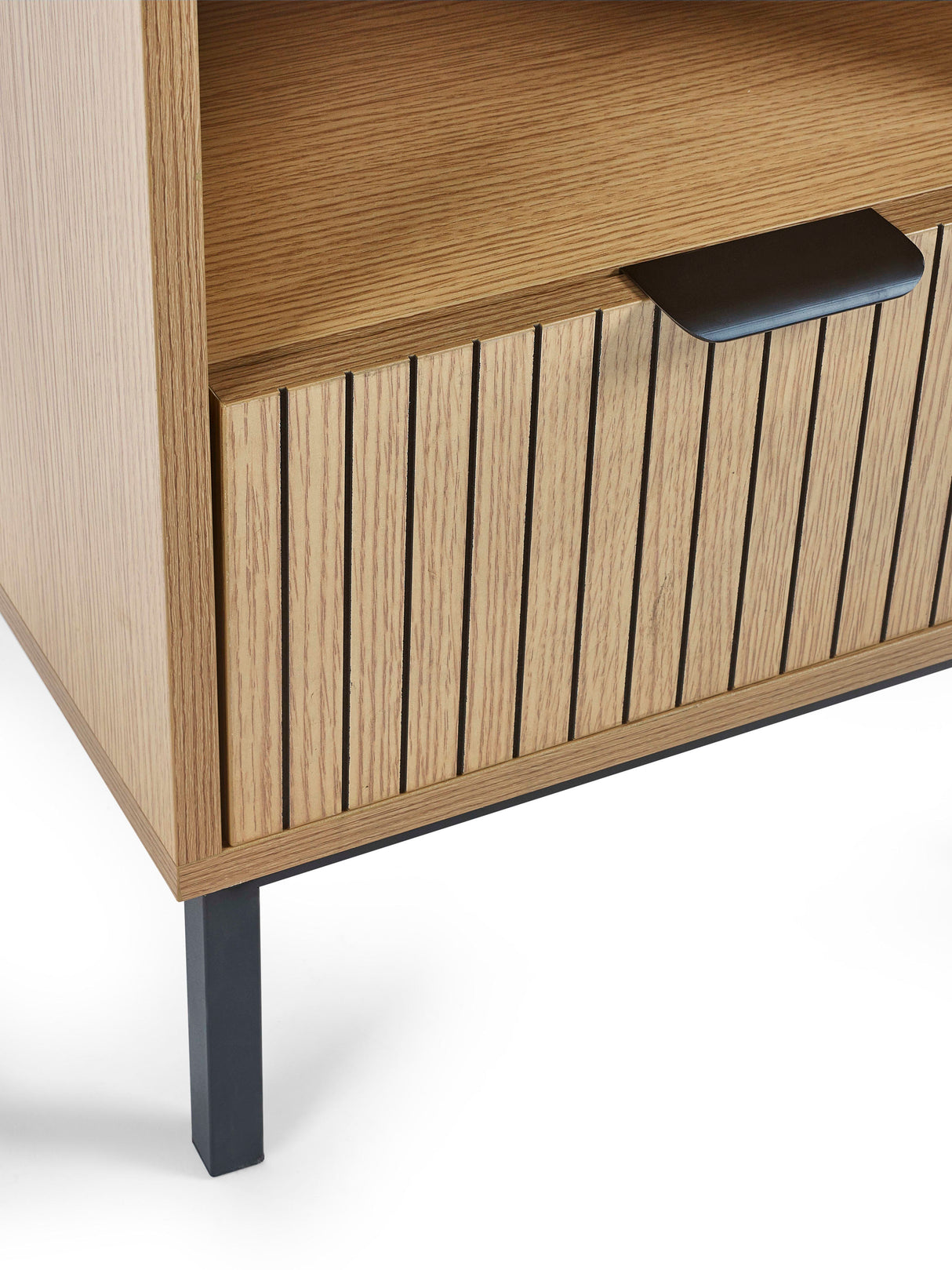 Sia Fluted 1 Drawer Bedside Table with Shelf