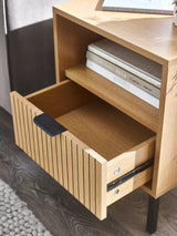 Sia Fluted 1 Drawer Bedside Table with Shelf