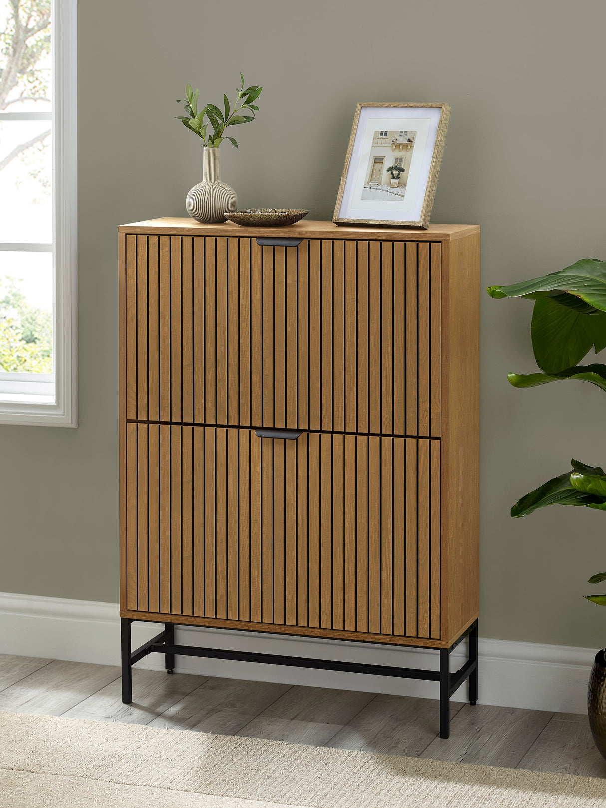 Sia Fluted Shoe Storage Cabinet
