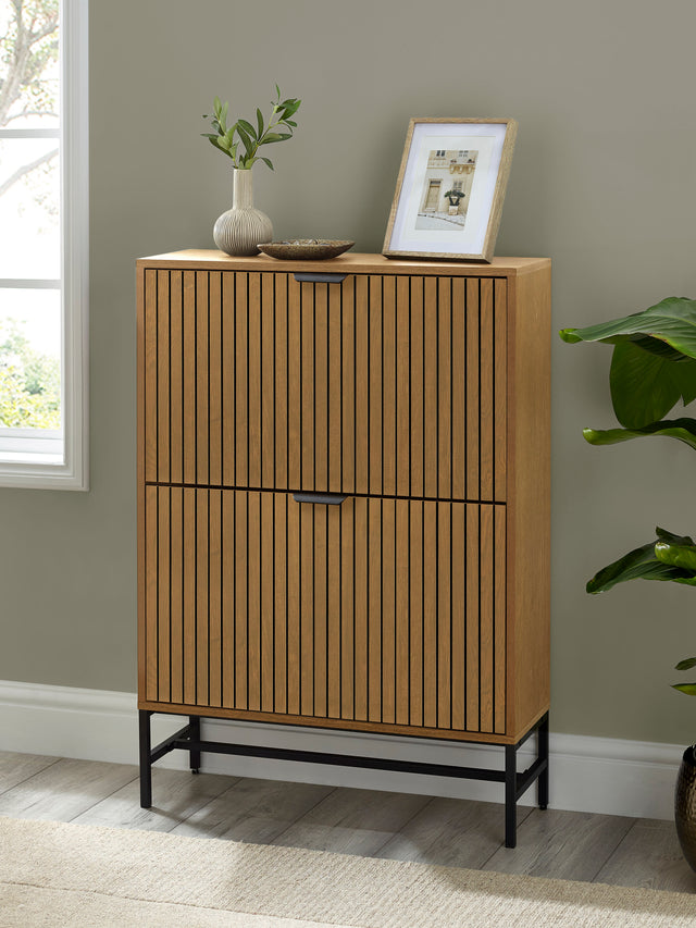 Sia Fluted Shoe Storage Cabinet