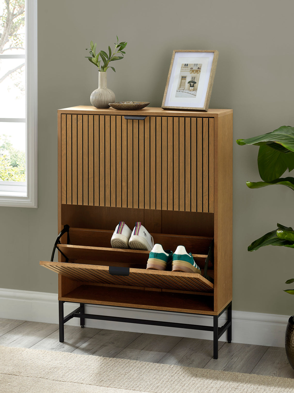 Sia Fluted Shoe Storage Cabinet