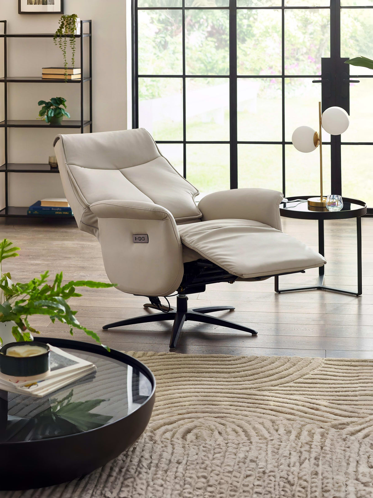 Sofia Upholstered Dual Motor Swivel Recliner Chair