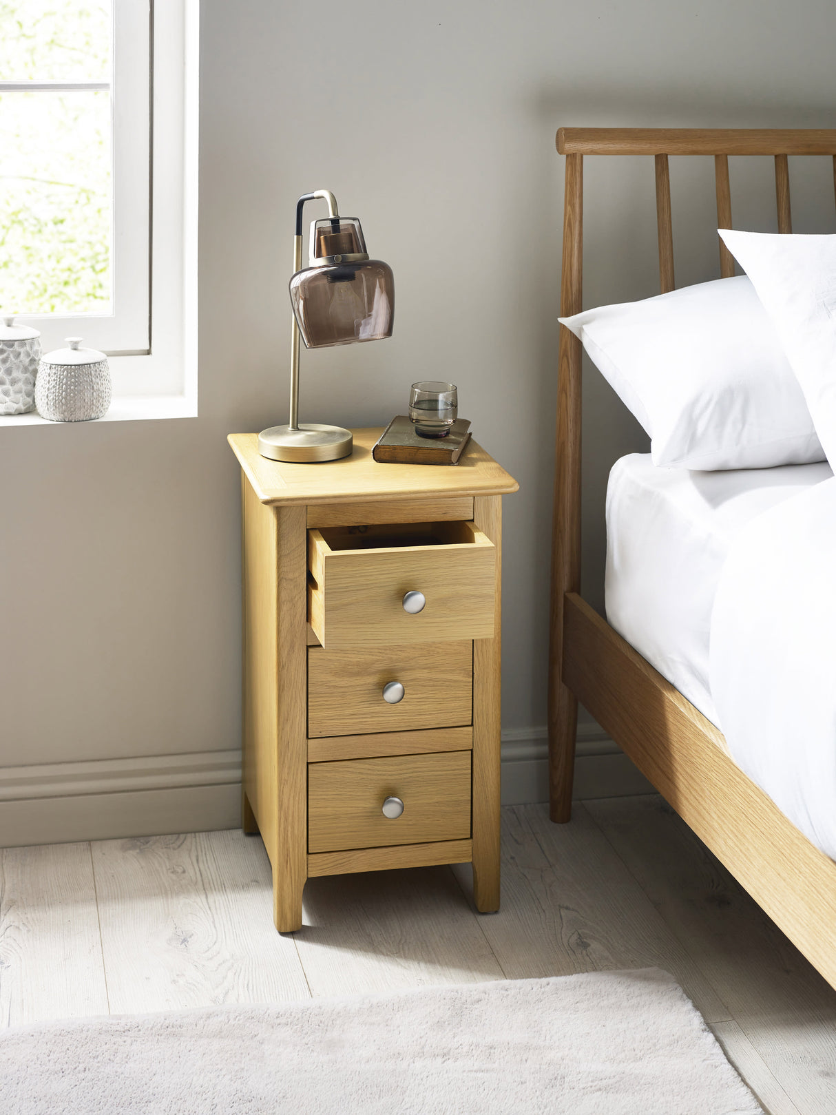 Somerset 3 Drawer Slim Bedside Table