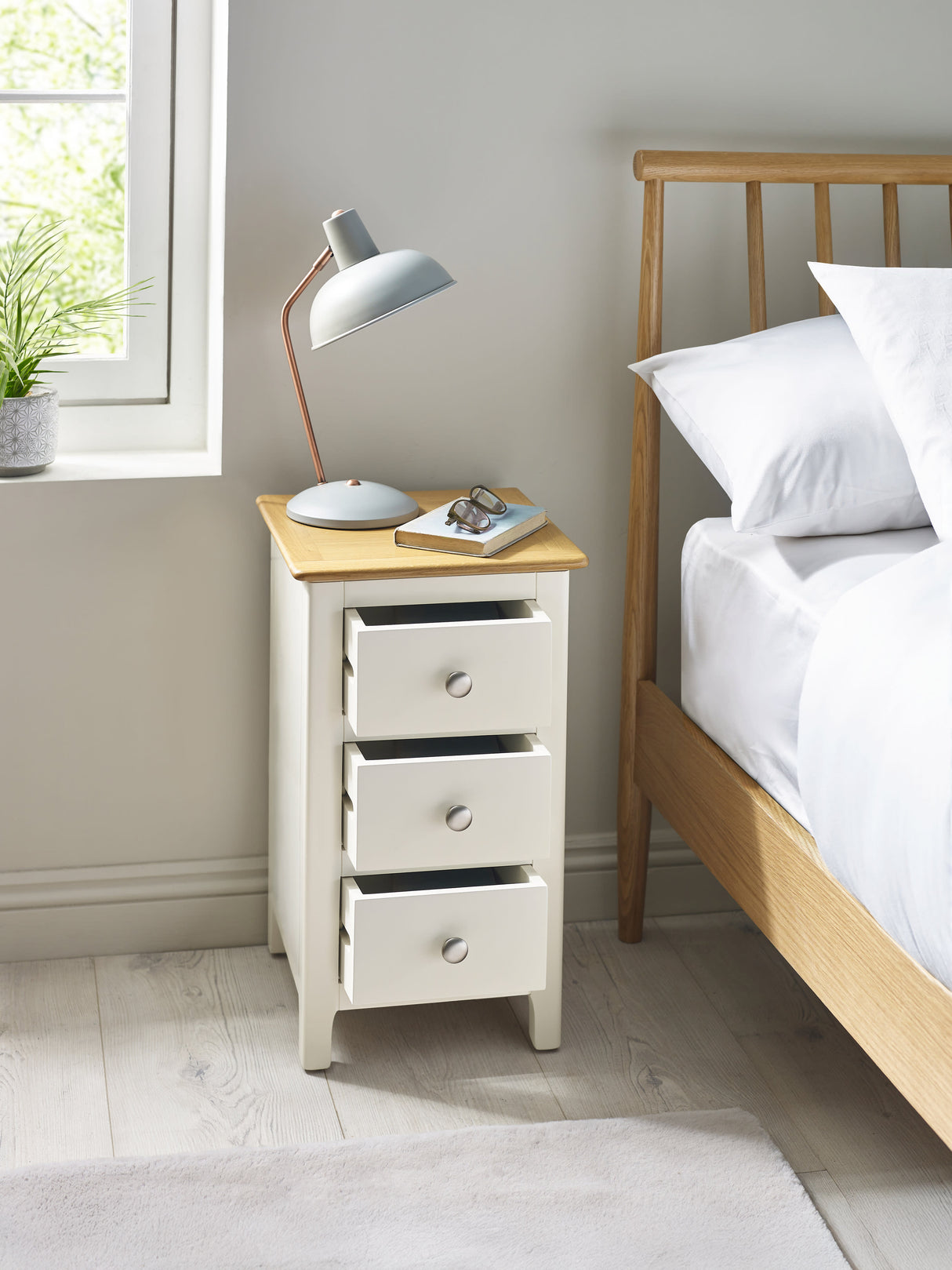 Somerset 3 Drawer Slim Bedside Table