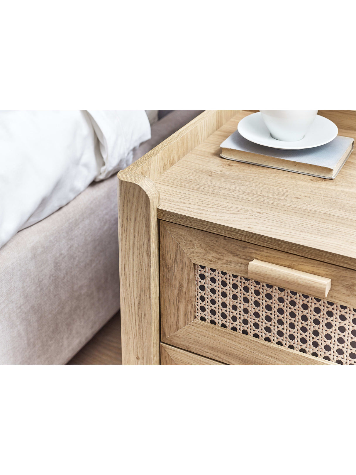 Sydney Rattan Print 2 Drawer Bedside Table