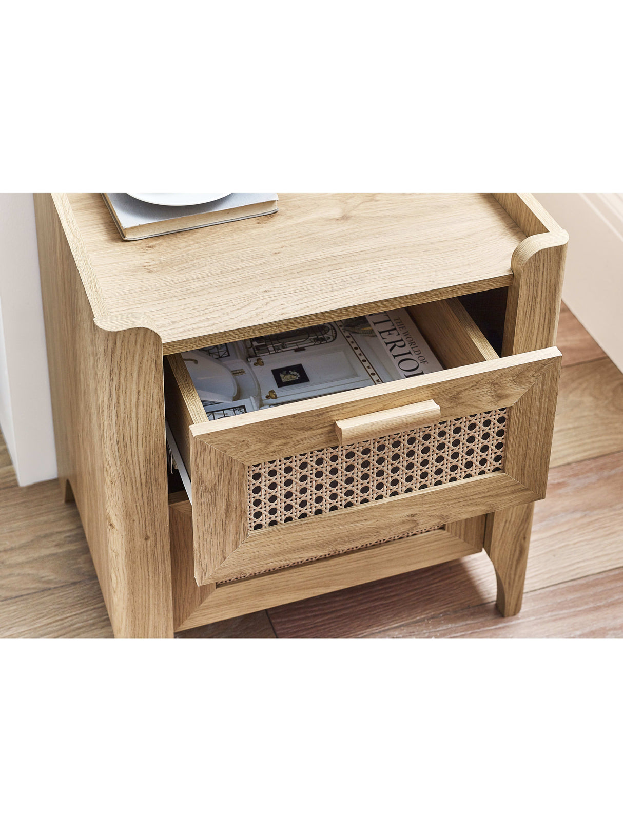 Sydney Rattan Print 2 Drawer Bedside Table