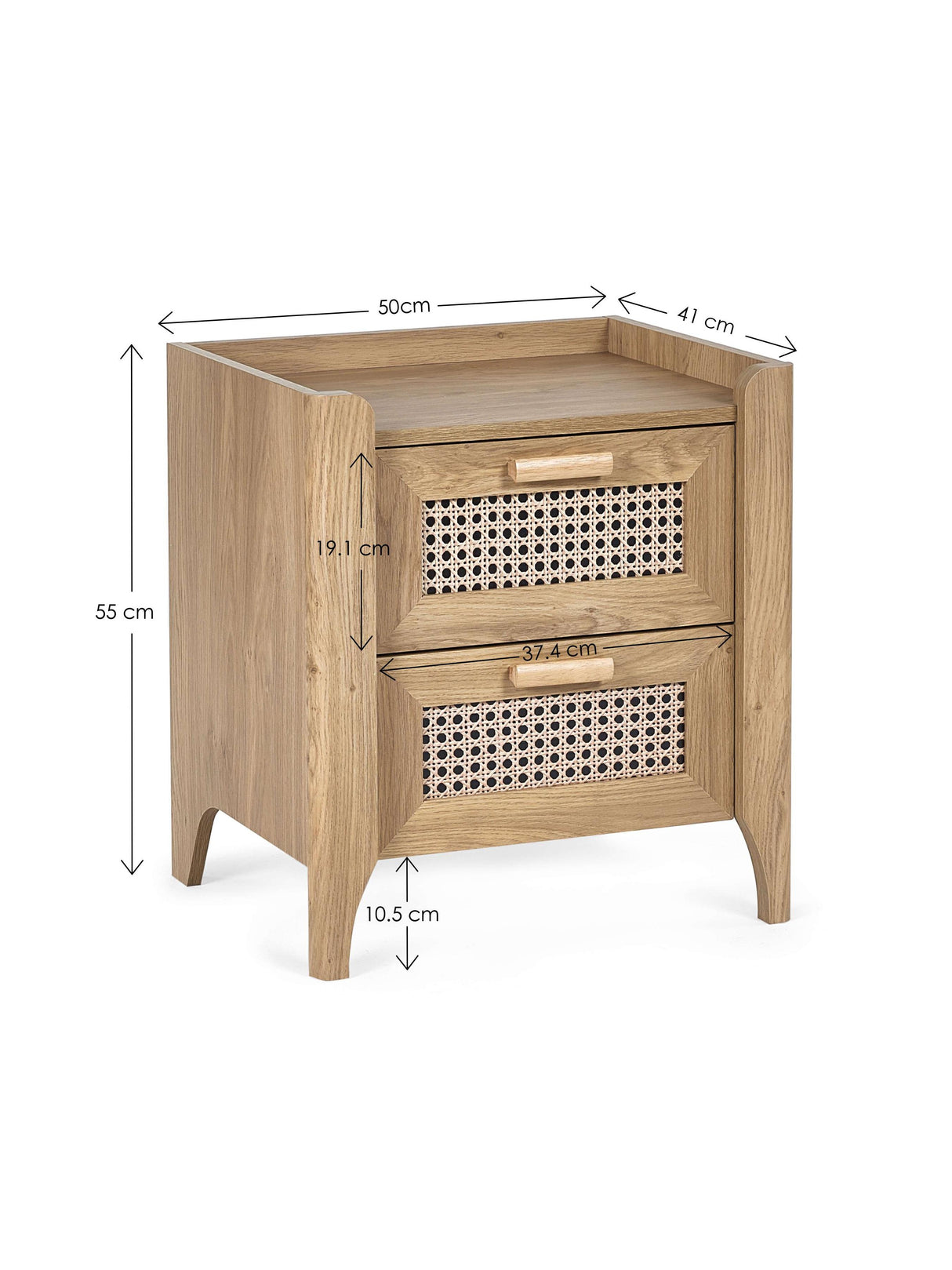 Sydney Rattan Print 2 Drawer Bedside Table