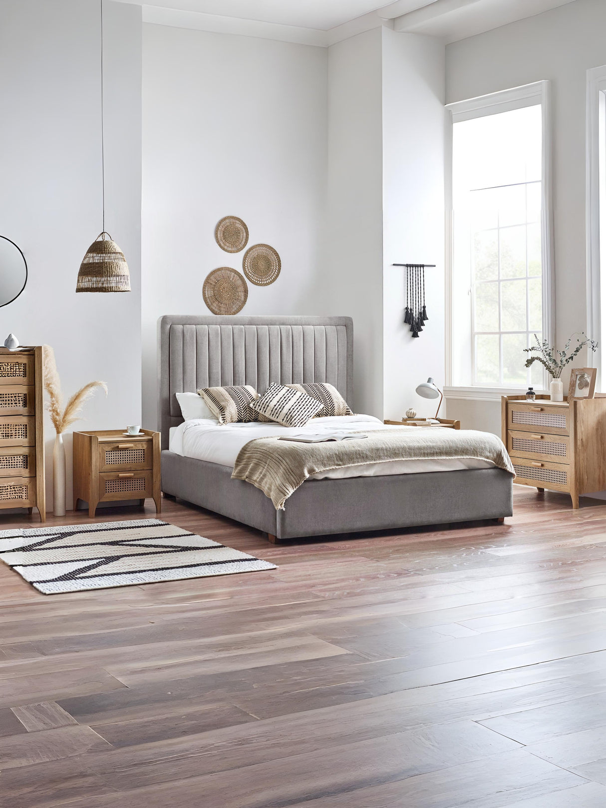 Sydney Rattan Print 2 Drawer Bedside Table