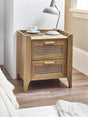 Sydney Rattan Print 2 Drawer Bedside Table