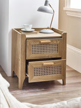 Sydney Rattan Print 2 Drawer Bedside Table