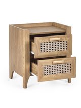 Sydney Rattan Print 2 Drawer Bedside Table