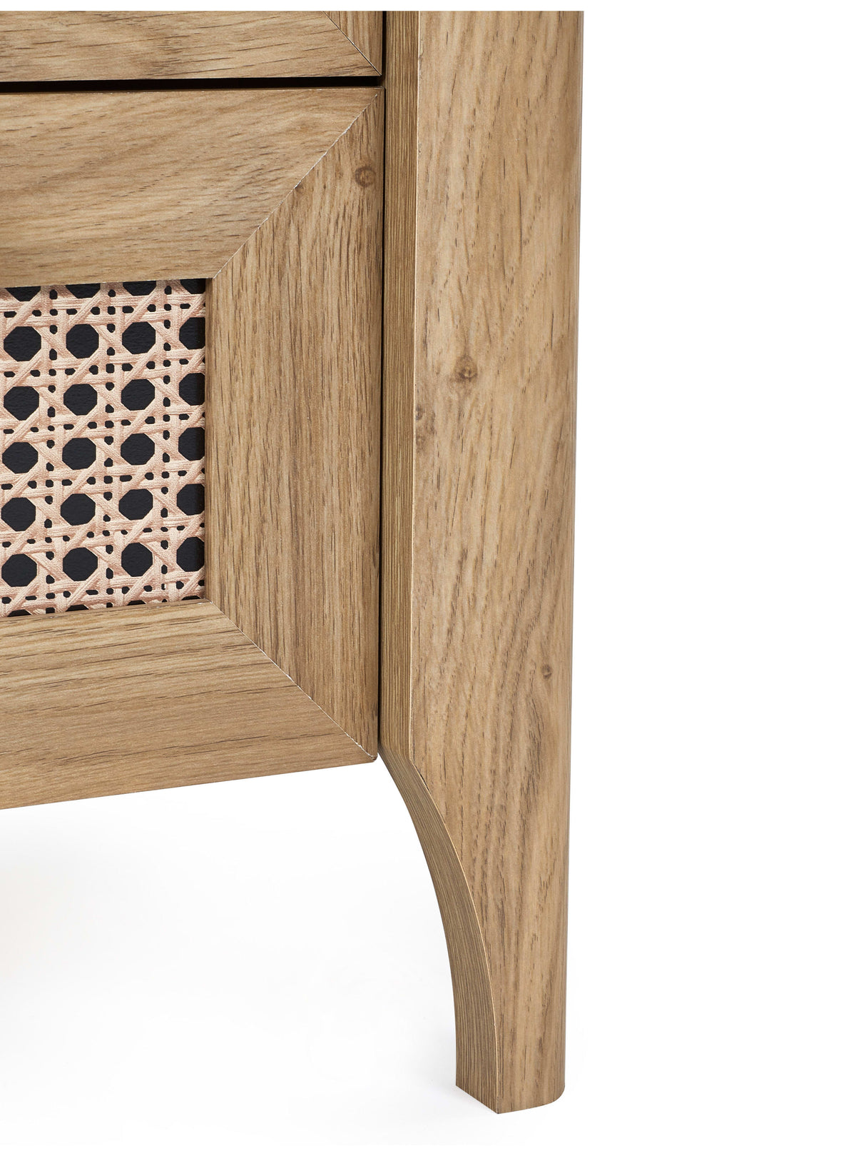 Sydney Rattan Print 2 Drawer Bedside Table