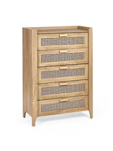 Sydney Rattan Print 5 Drawer Chest
