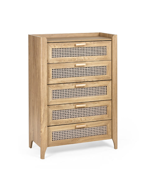 Sydney Rattan Print 5 Drawer Chest