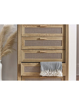 Sydney Rattan Print 5 Drawer Chest