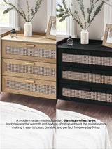 Sydney Rattan Print 3 Drawer Chest