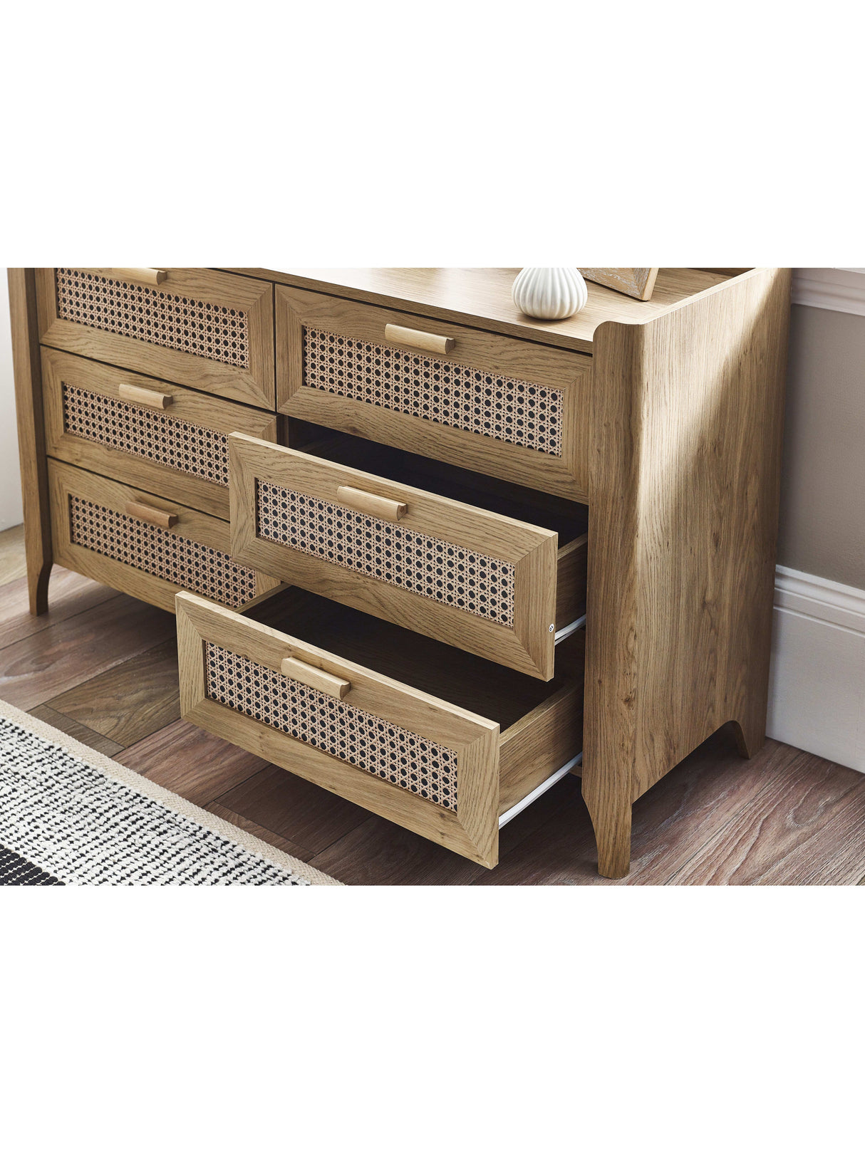 Sydney Rattan Print 6 Drawer Wide Chest