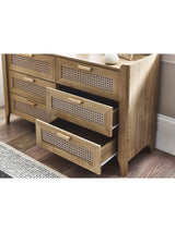 Sydney Rattan Print 6 Drawer Wide Chest