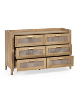 Sydney Rattan Print 6 Drawer Wide Chest