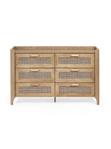 Sydney Rattan Print 6 Drawer Wide Chest