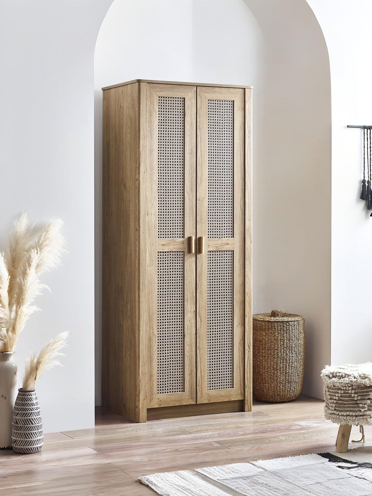 Sydney Rattan Print 2 Door Wardrobe with Shelf