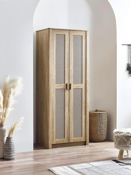 Sydney Rattan Print 2 Door Wardrobe with Shelf
