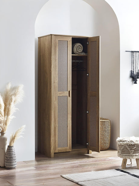 Sydney Rattan Print 2 Door Wardrobe with Shelf