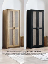 Sydney Rattan Print 2 Door Wardrobe with Shelf