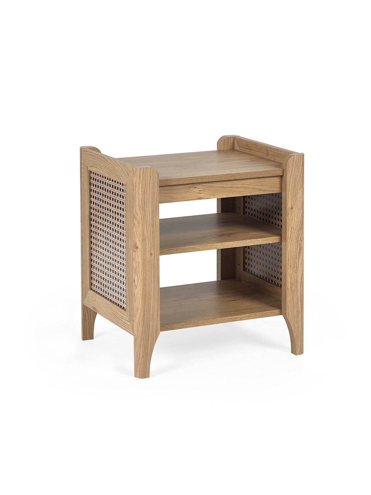 Sydney Rattan Print Side Table with Removable Shelf