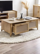 Sydney Rattan Print 2 Drawer Coffee Table