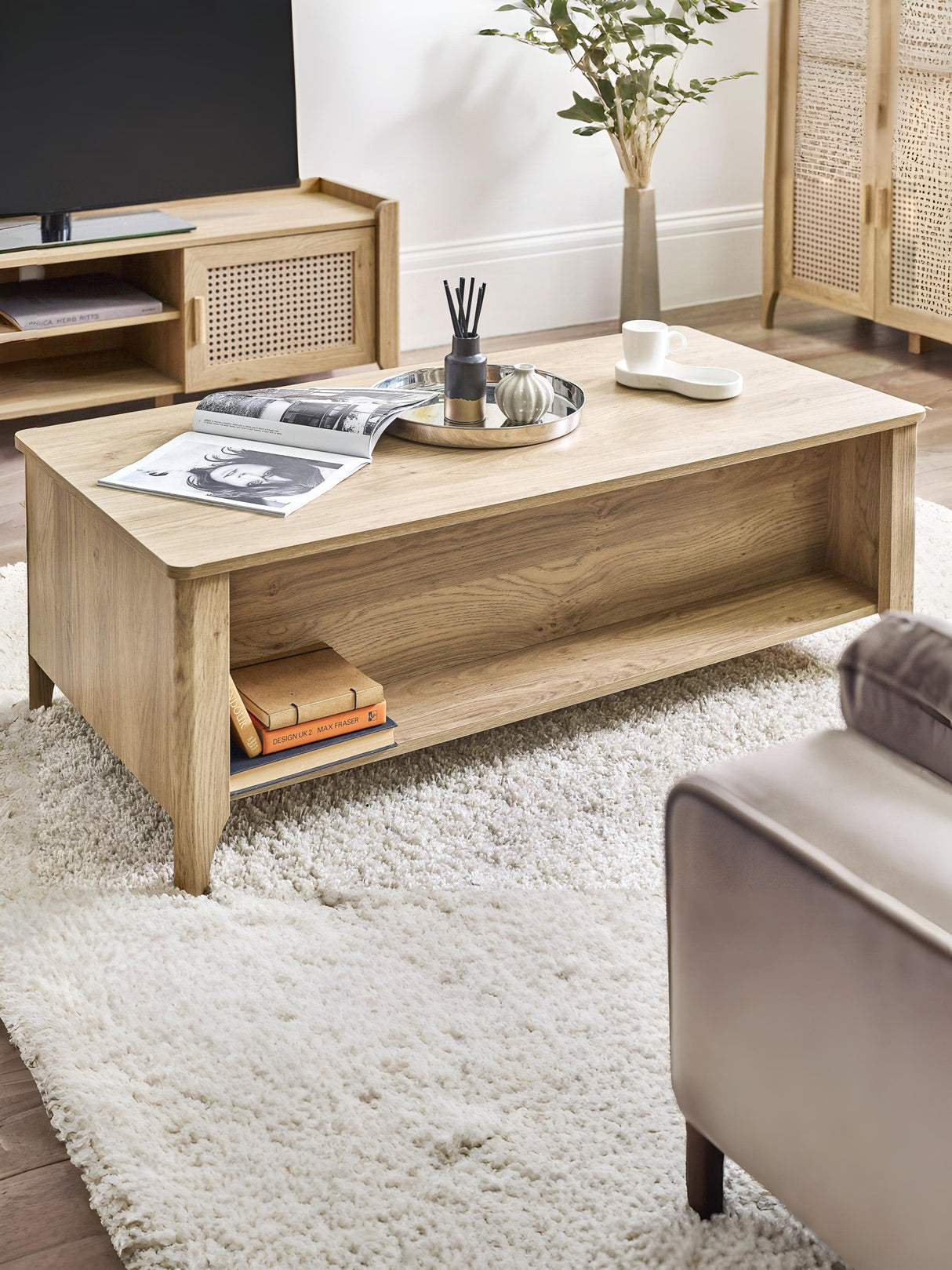 Sydney Rattan Print 2 Drawer Coffee Table