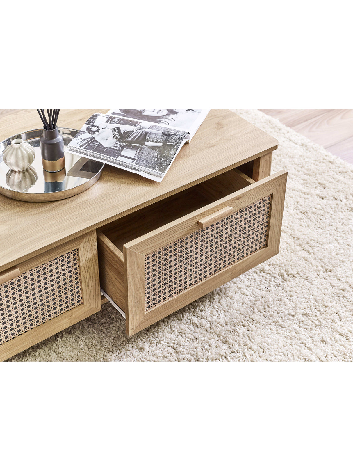 Sydney Rattan Print 2 Drawer Coffee Table