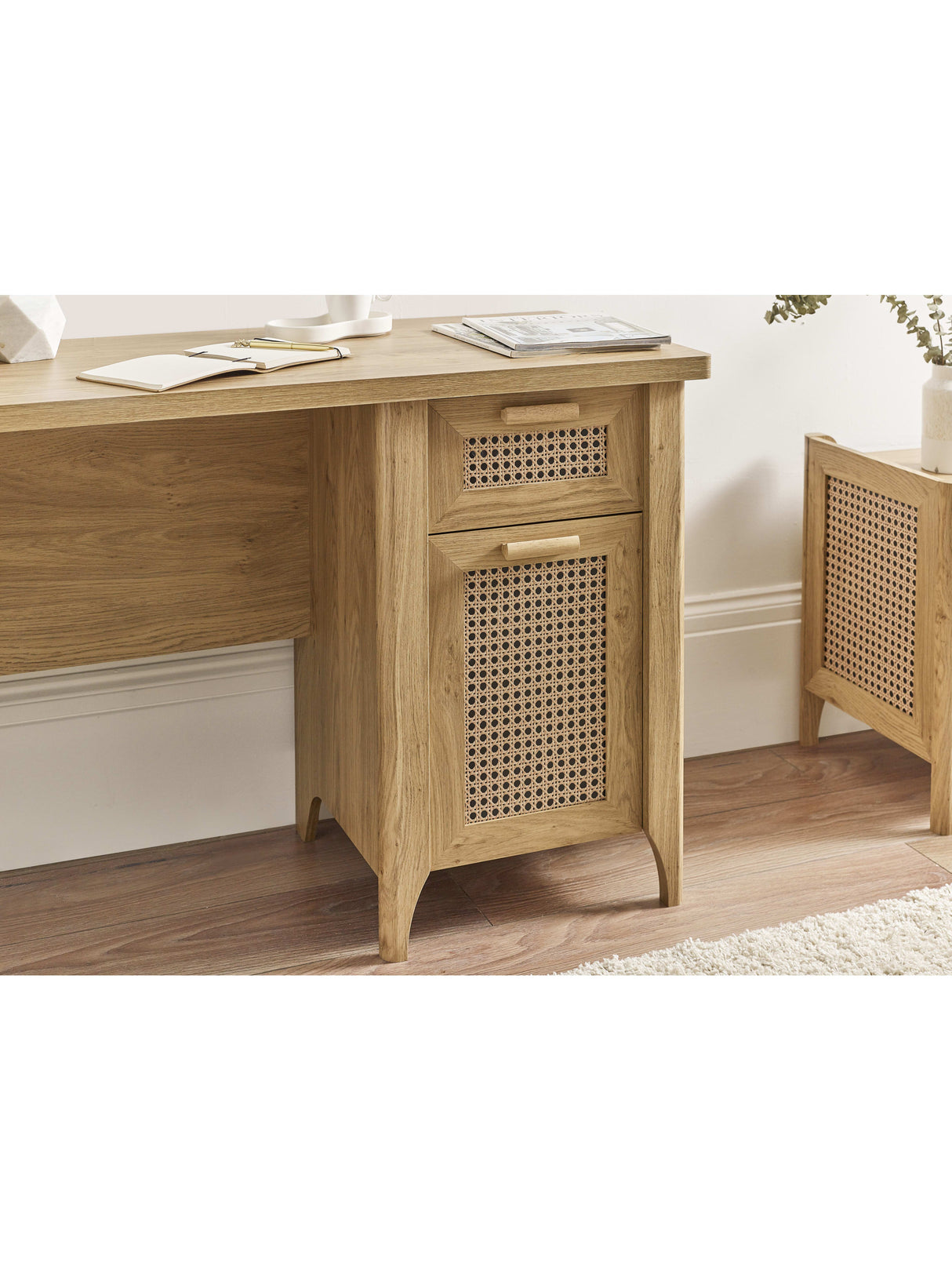 Sydney Rattan Print Desk with Cupboard
