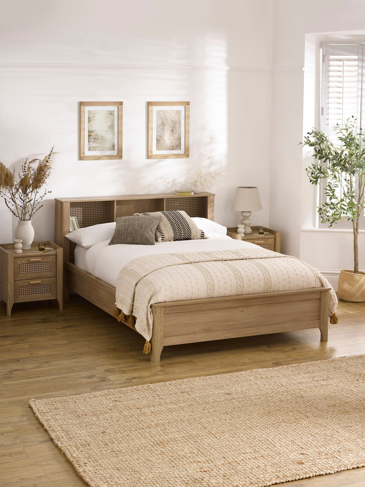 Sydney Rattan Print Bookcase Bed
