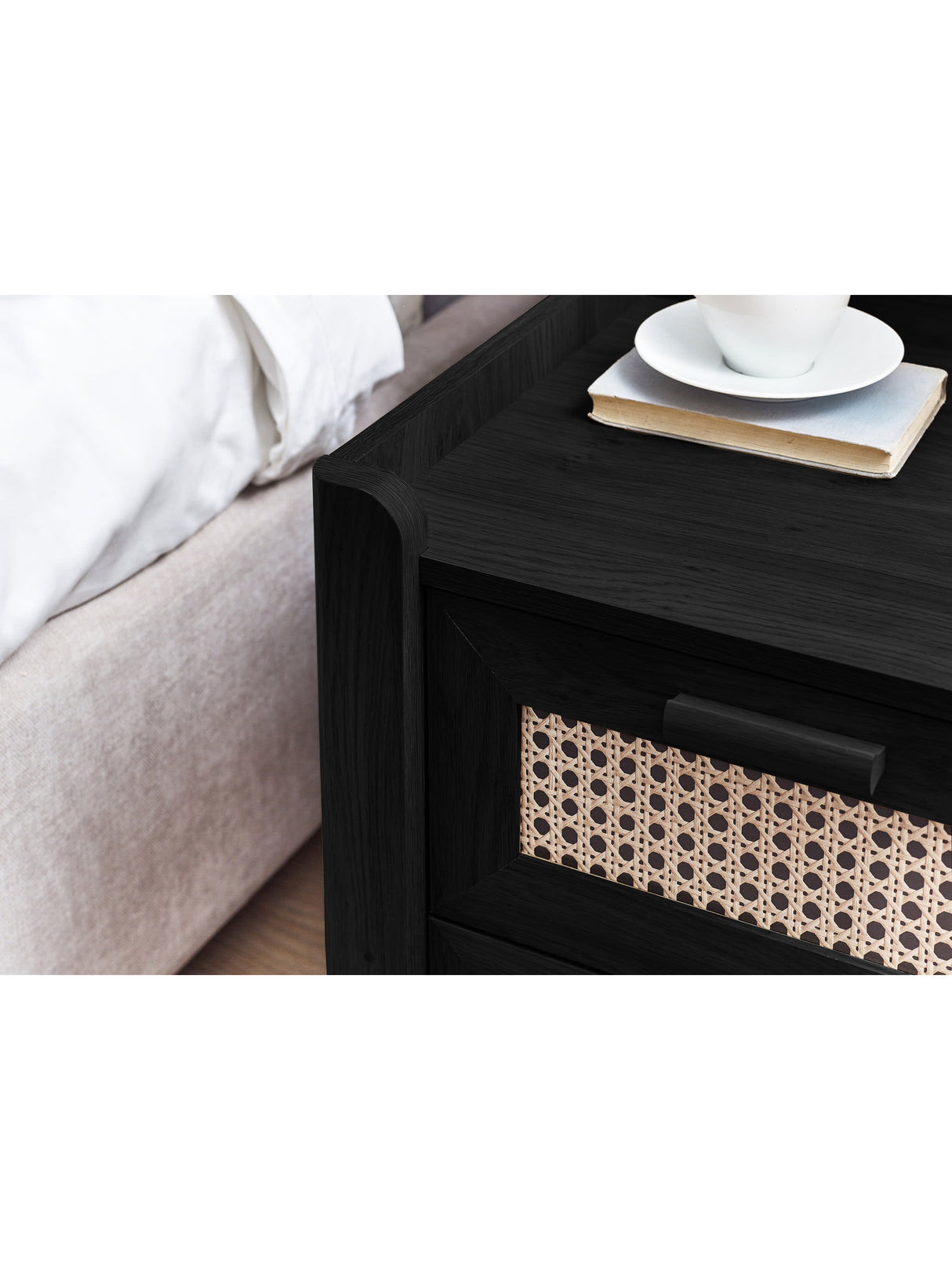 Sydney Rattan Print 2 Drawer Bedside Table
