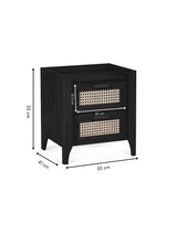 Sydney Rattan Print 2 Drawer Bedside Table