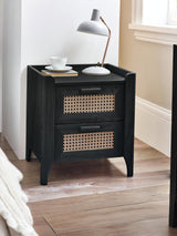 Sydney Rattan Print 2 Drawer Bedside Table