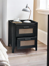 Sydney Rattan Print 2 Drawer Bedside Table