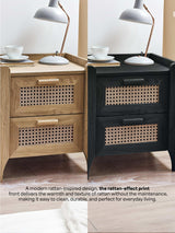 Sydney Rattan Print 2 Drawer Bedside Table