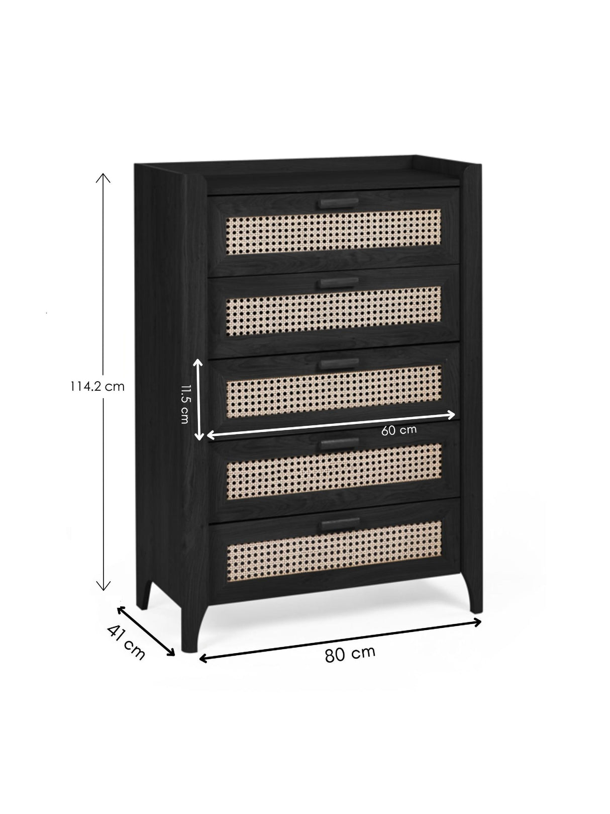 Sydney Rattan Print 5 Drawer Chest
