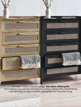 Sydney Rattan Print 5 Drawer Chest
