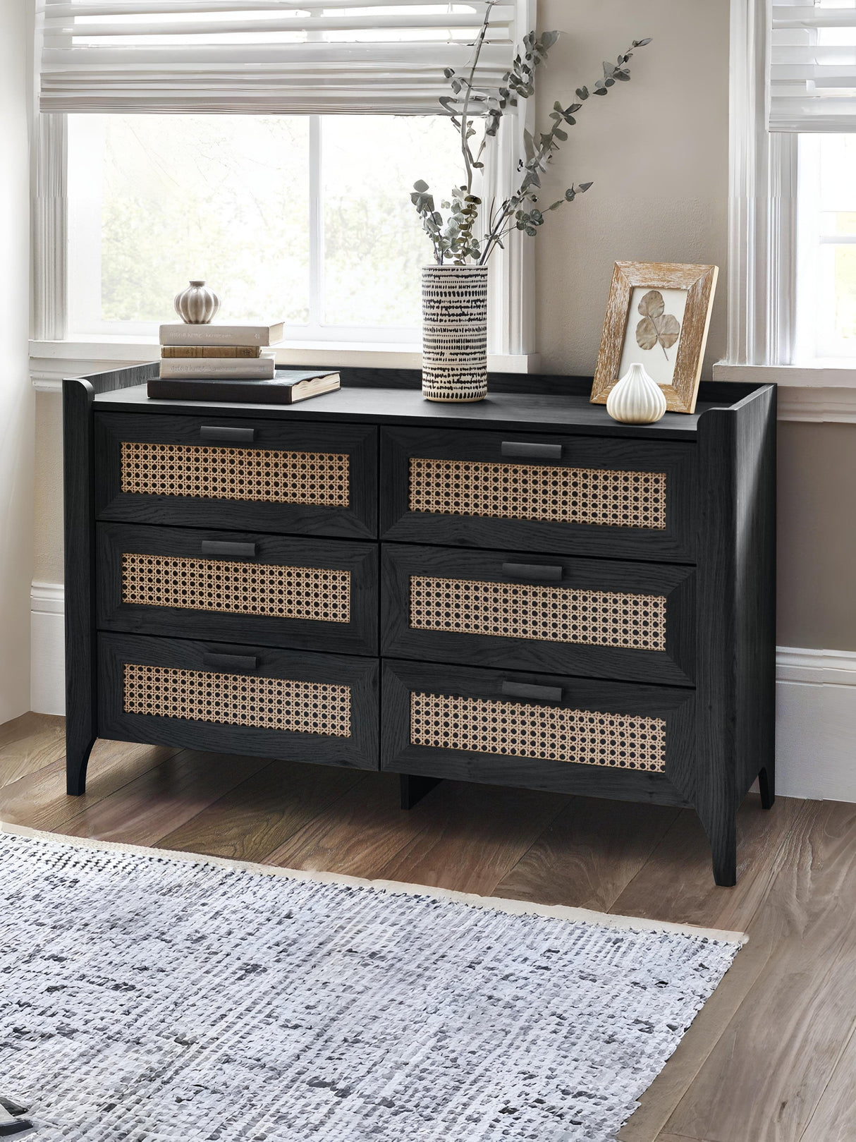 Sydney Rattan Print 6 Drawer Wide Chest