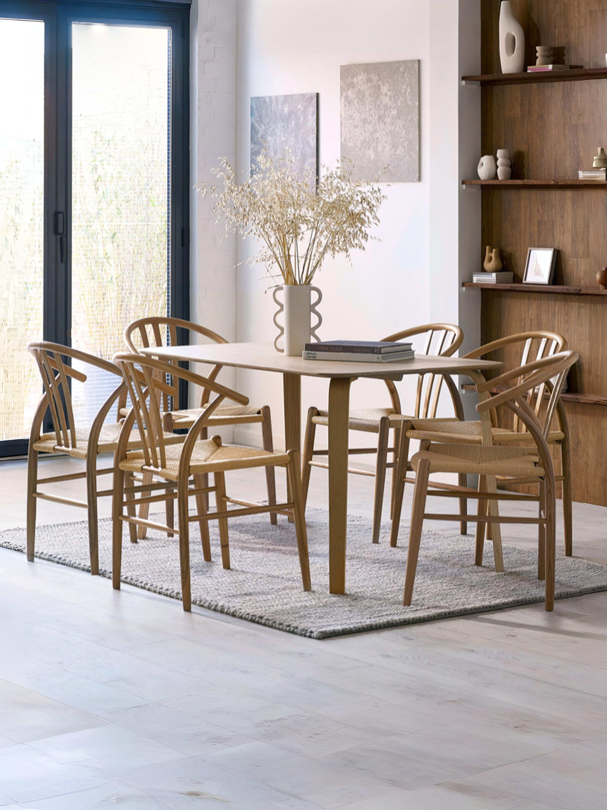 Symi Curved Back Dining Chair with Woven Seat (Set of 2)