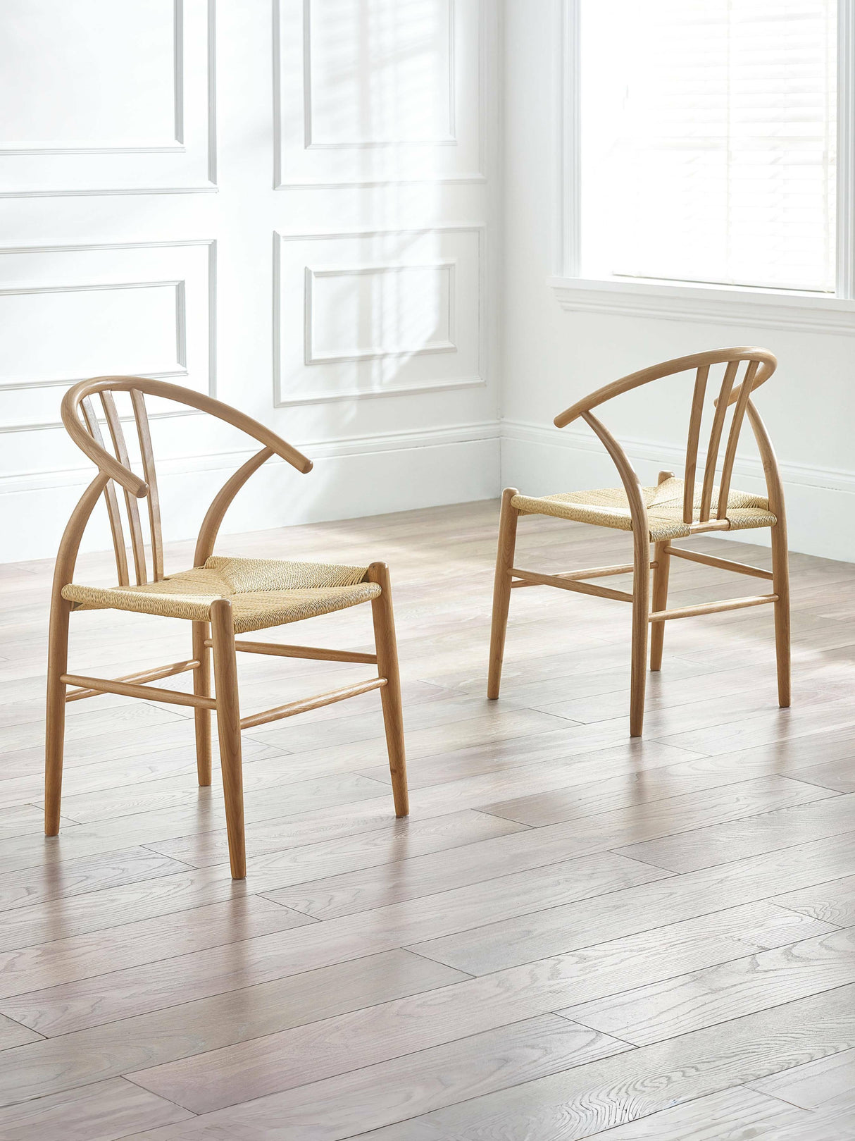 Symi Curved Back Dining Chair with Woven Seat (Set of 2)