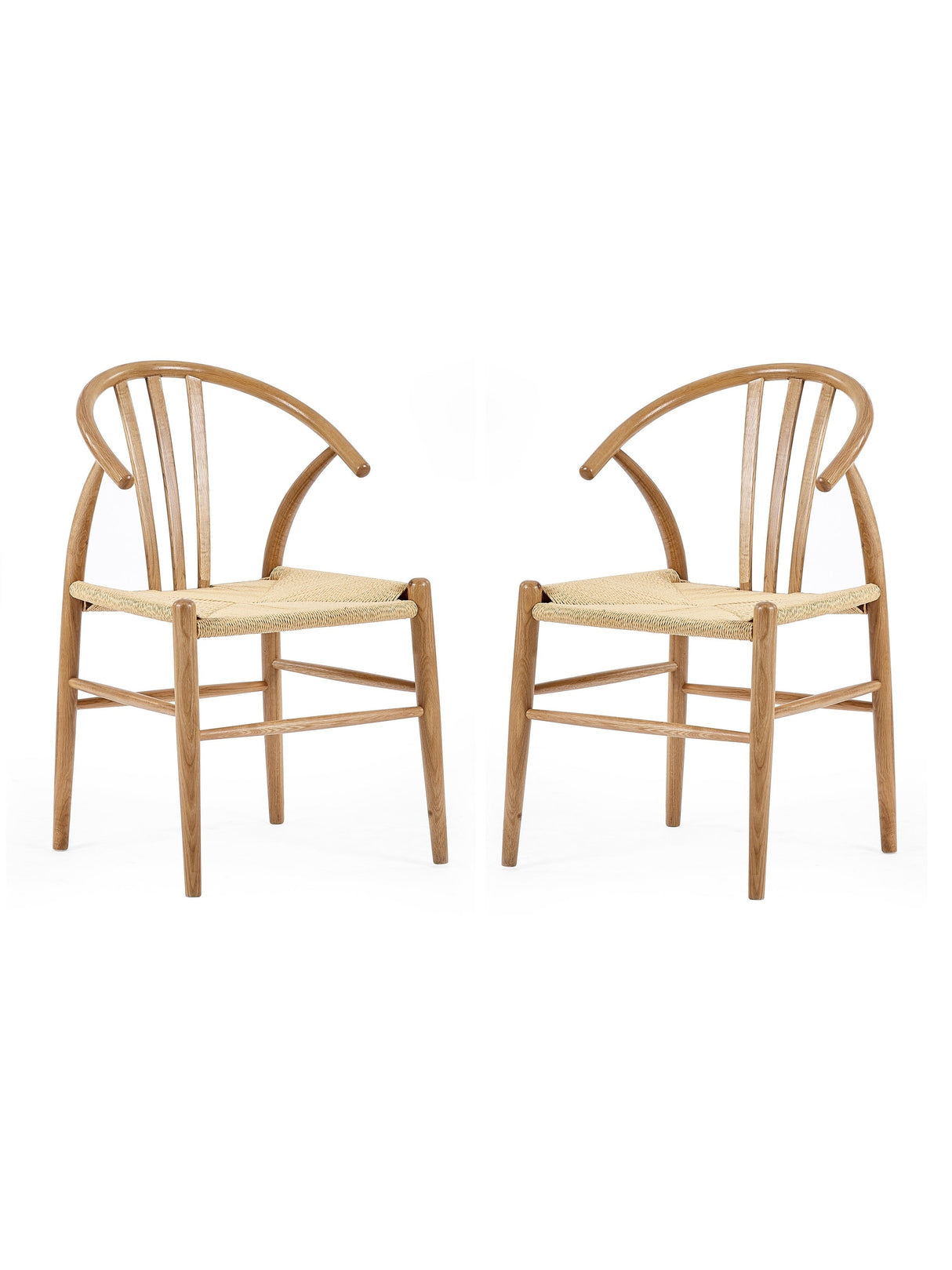 Symi Curved Back Dining Chair with Woven Seat (Set of 2)