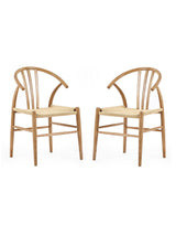 Symi Curved Back Dining Chair with Woven Seat (Set of 2)