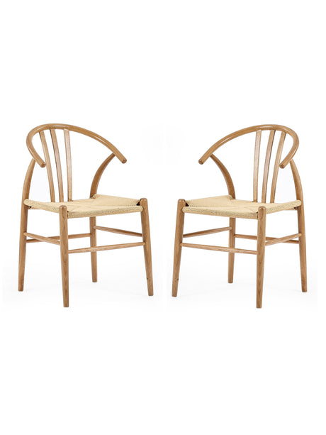 Symi Curved Back Dining Chair with Woven Seat (Set of 2)